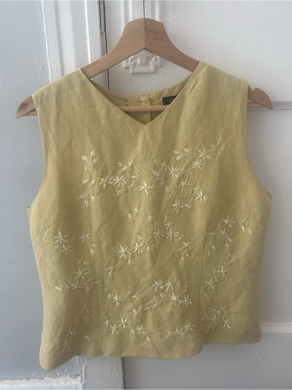 Silkland • Butter Yellow Silk-Linen Blend Embroidered Top